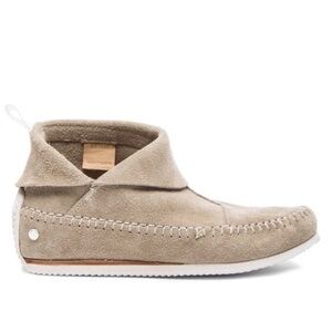 Rag & Bone Brixton Moccasins Stone Tan Suede Ankle Boots Shoes Mocs Boho Slip On